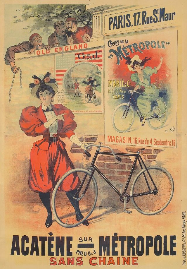 carteles franceses bicicletas Acetene Metropole, 1895