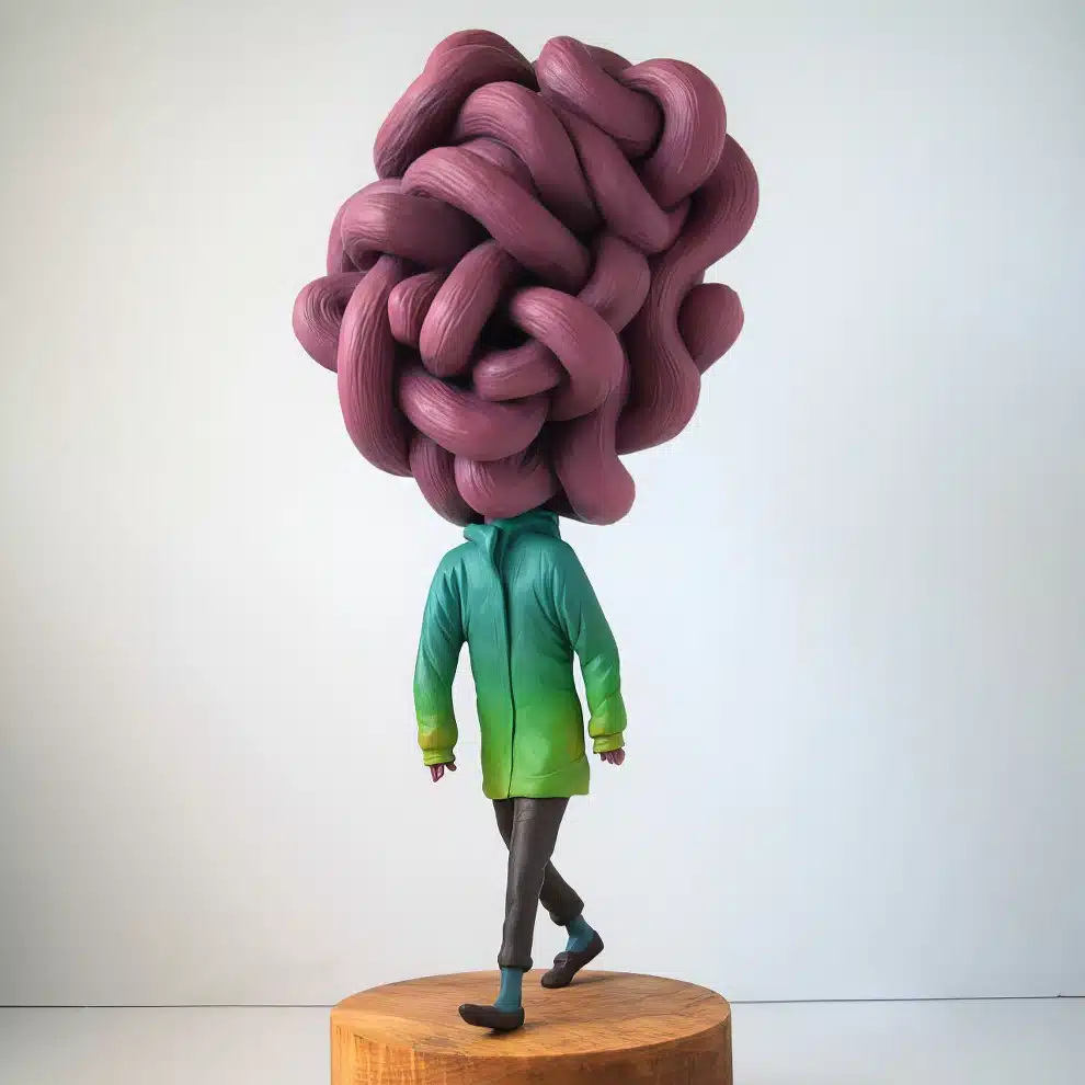 Troy Coulte escultura surreal cabeza hecha un nudo