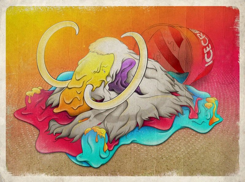 Ilustración colorida de un mamut